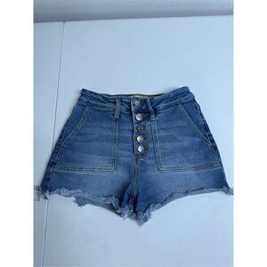 YMI DREAM Autentic Denim Women SZ 1/25 Blue High Rise Button Fly Jean Short